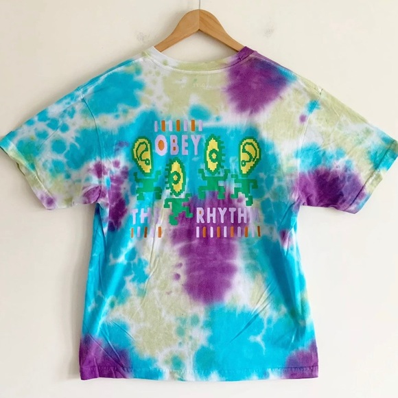 OBEY THE RHYTHM 2 TIE DYE TEE SHIRT M & L - Picture 3 of 4